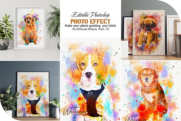 CreativeMarket - Pet Watercolor Painting Photo Effect - 14499721