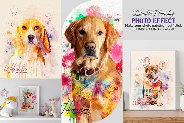 CreativeMarket - Watercolor Editable Dog Painting - 14484824