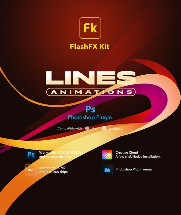 GraphicRiver - FlashFX Kit Lines Animations for Photoshop - 2d Vfx Plugin - 33200372