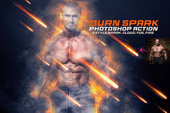 CreativeMarket - Burn Spark Effect Photoshop Action - 10251168