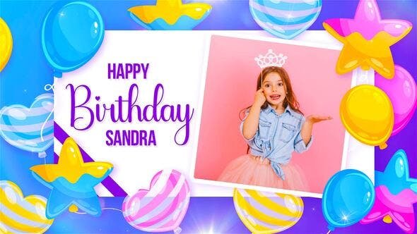 VideoHive - Happy Birthday Sandra Slideshow (MOGRT) - 44626777