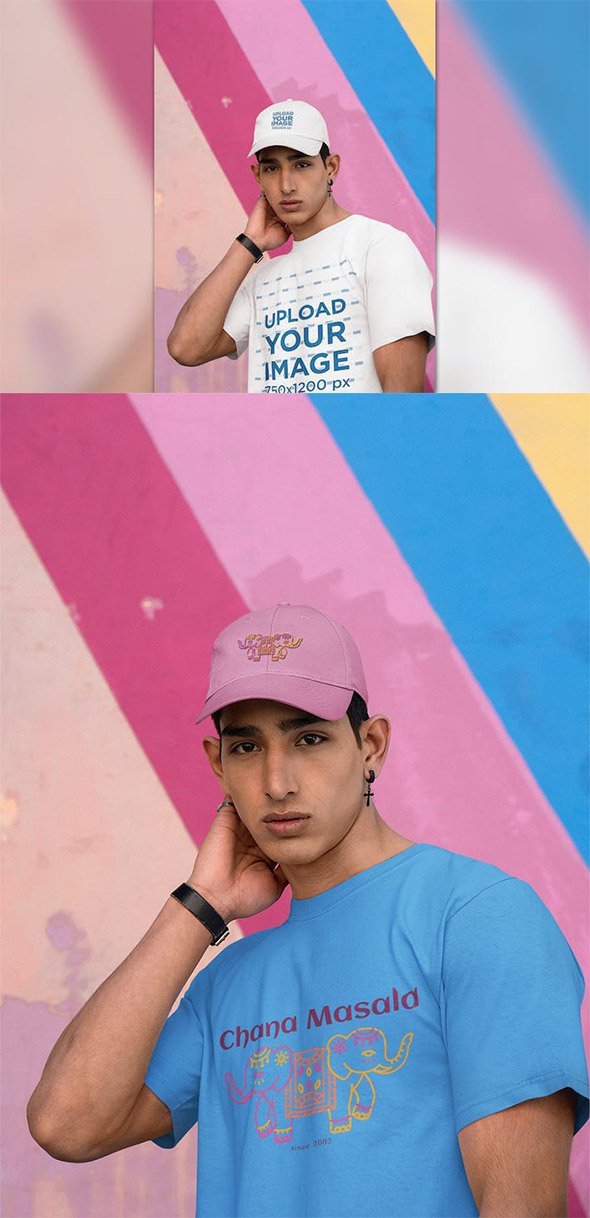 Mockup of a Young Man Wearing a Dad Hat - 6RM3U6N