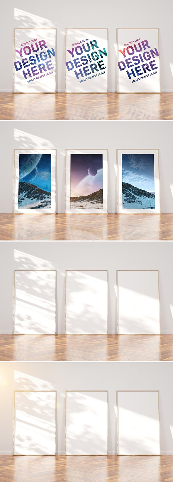 AdobeStock - 3 Vertical Wooden Frames Laying in Interior Mockup - 263752772