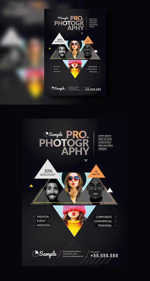 AdobeStock - Black Portfolio Poster Layout with Triangle Masks - 300712901