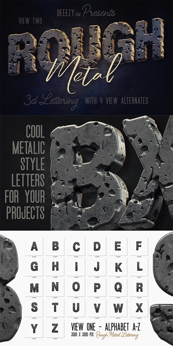 CreativeMarket - Rough Metal - 3D Lettering - 4557284