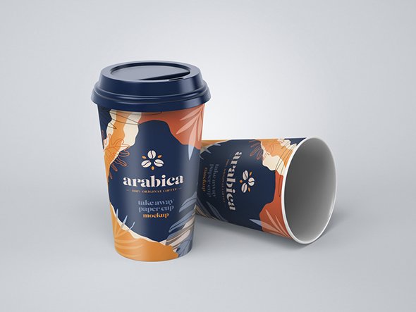 AdobeStock- Paper Coffee Cups Mockup - 357045308