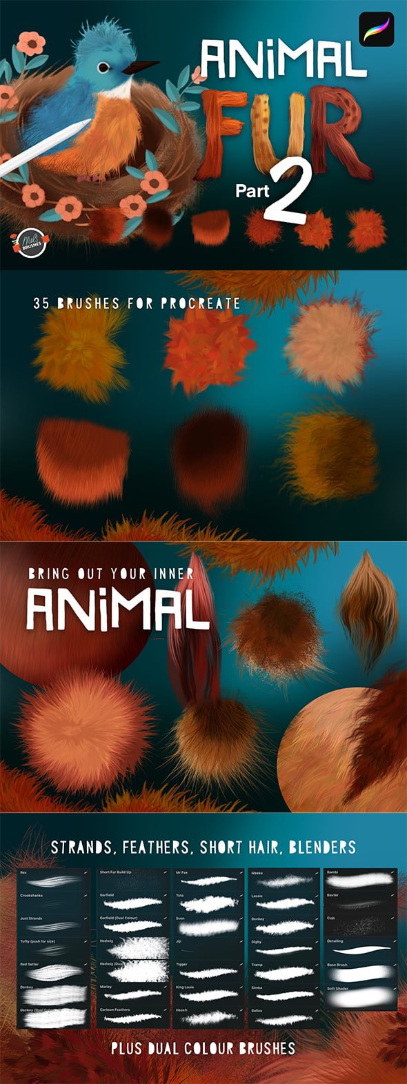 CreativeMarket - Animal Fur 2 Brushes -  16491577