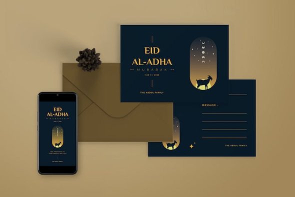 Gradient Eid Al-Adha Mubarak Greeting Card - 3Z7Z87M