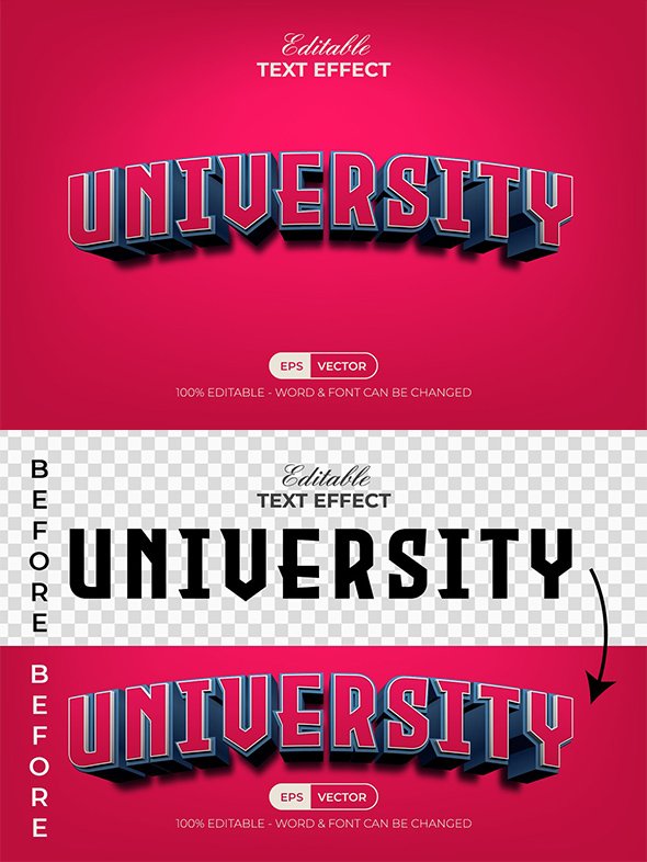 CreativeMarket - University Text Effect 3D Curved - 16527457