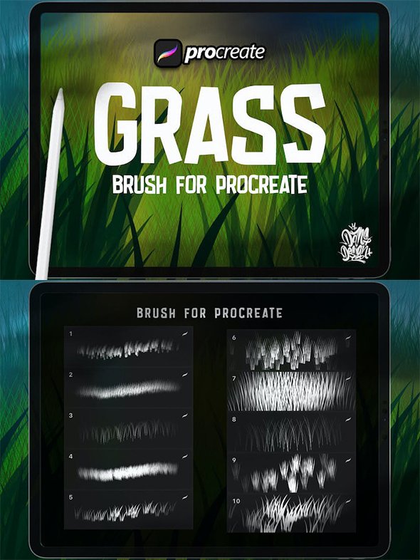 Dansdesign Grass Procreate Brush - ACHVTWZ