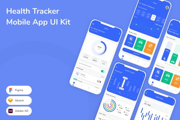 CreativeMarket - Health Tracker Mobile App UI Kit - 16508467