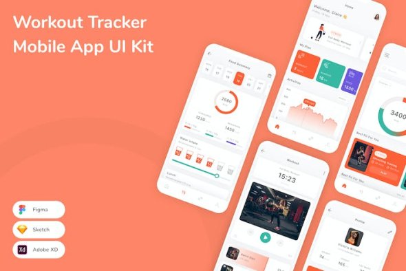 Workout Tracker Mobile App UI Kit - ZKW35ED