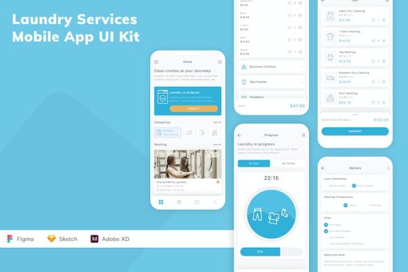 Laundry Services Mobile App UI Kit - RRZTATU