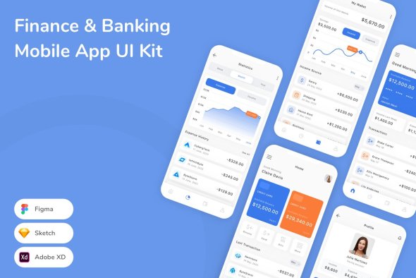 CreativeMarket - Finance & Banking Mobile App UI Kit - 16508407