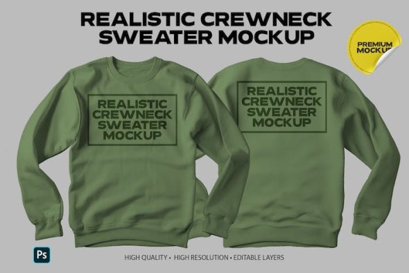 Realistic Crewneck Sweater Mockup - 6DZCYJK