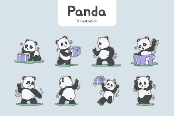 Panda Sticker Set Illustration - ETE94VU