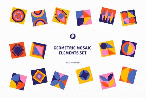 CreativeMarket - Geometric Mosaic Elements Set - 17640362