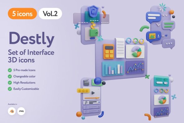 Destly - 3D Interface Icons Vol.2 - G2UUL5X