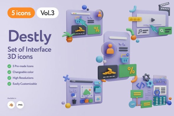 Destly - 3D Interface Icons Vol.3 - H2FRGKR