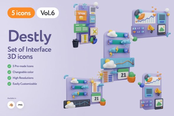 Destly - 3D Interface Icons Vol.6 - 8VNQMSH