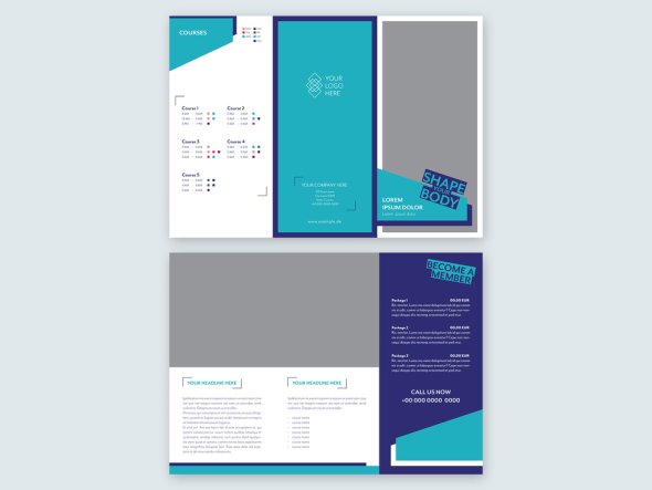 AdobeStock - Dark and Light Blue Trifold Brochure Layout - 223777924