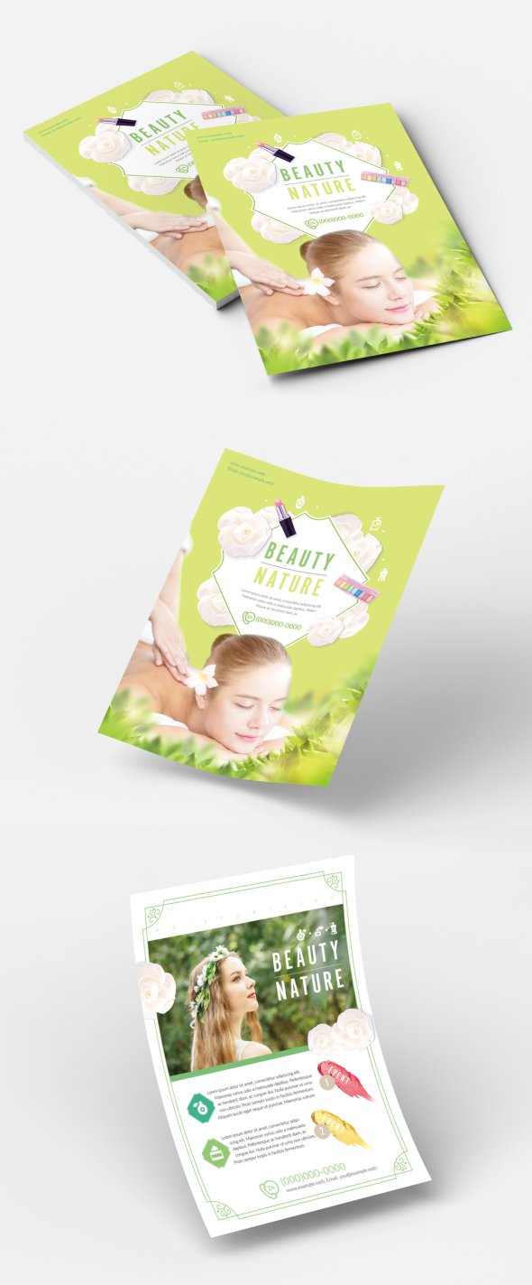 AdobeStock - Beauty Flyer Layout with Green Accents - 223020170