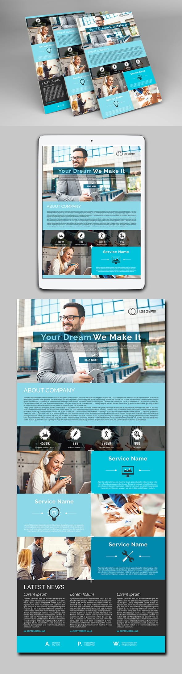 AdobeStock - Web Newsletter Layout with Blue Accents - 221035023
