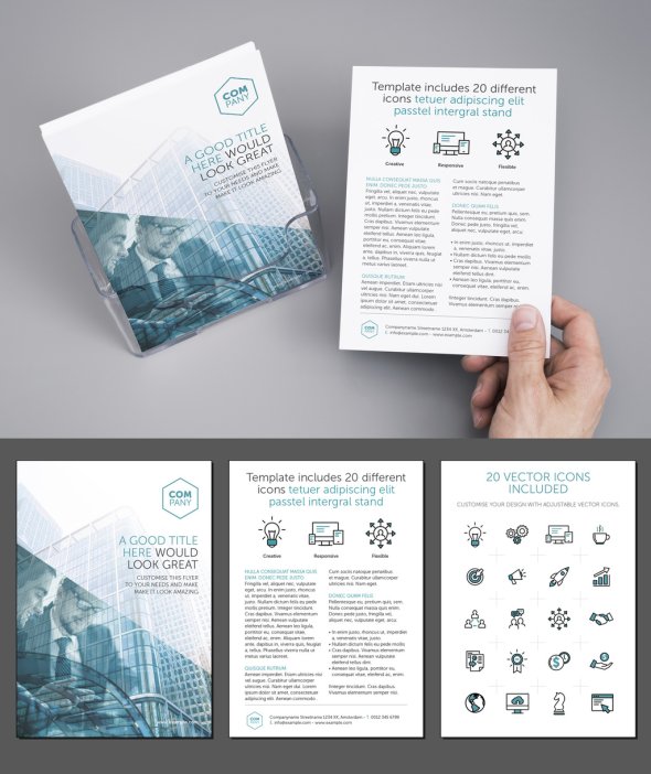 AdobeStock  - Business Flyer Layout with Blue Accents - 220013268