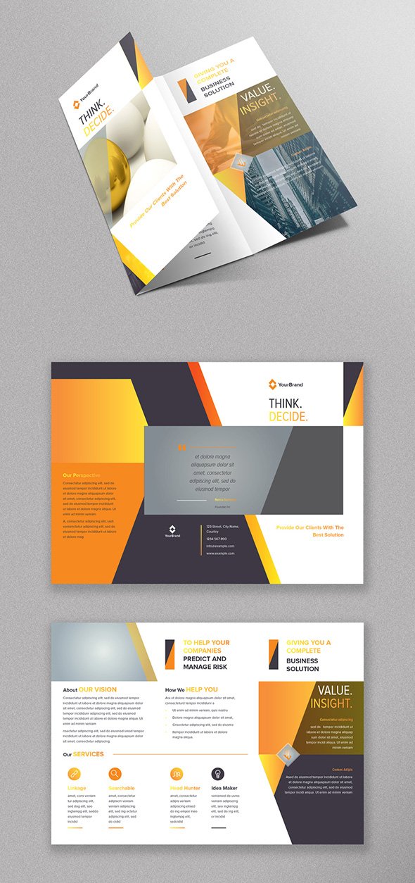 AdobeStock - Trifold Brochure Layout with Gradient Orange Accents - 218806910