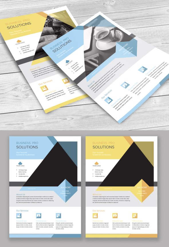 AdobeStock  - Business Flyer Layout with Geometric Shapes - 218806906