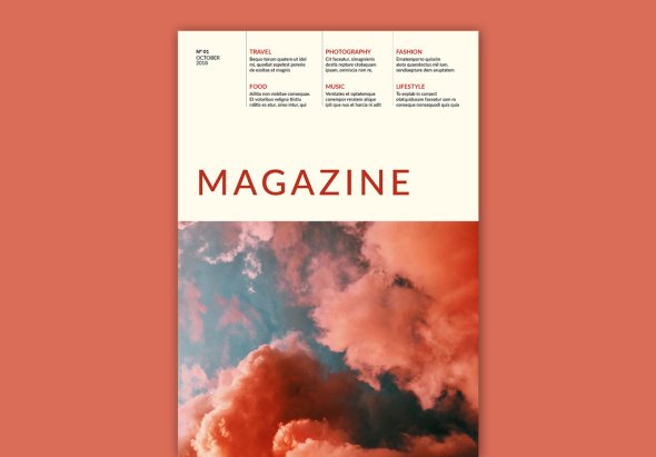AdobeStock - Magazine Cover Layout with Red Accents - 218709878