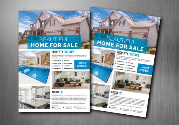 AdobeStock - Real Estate Flyer with Blue Accents - 217325594