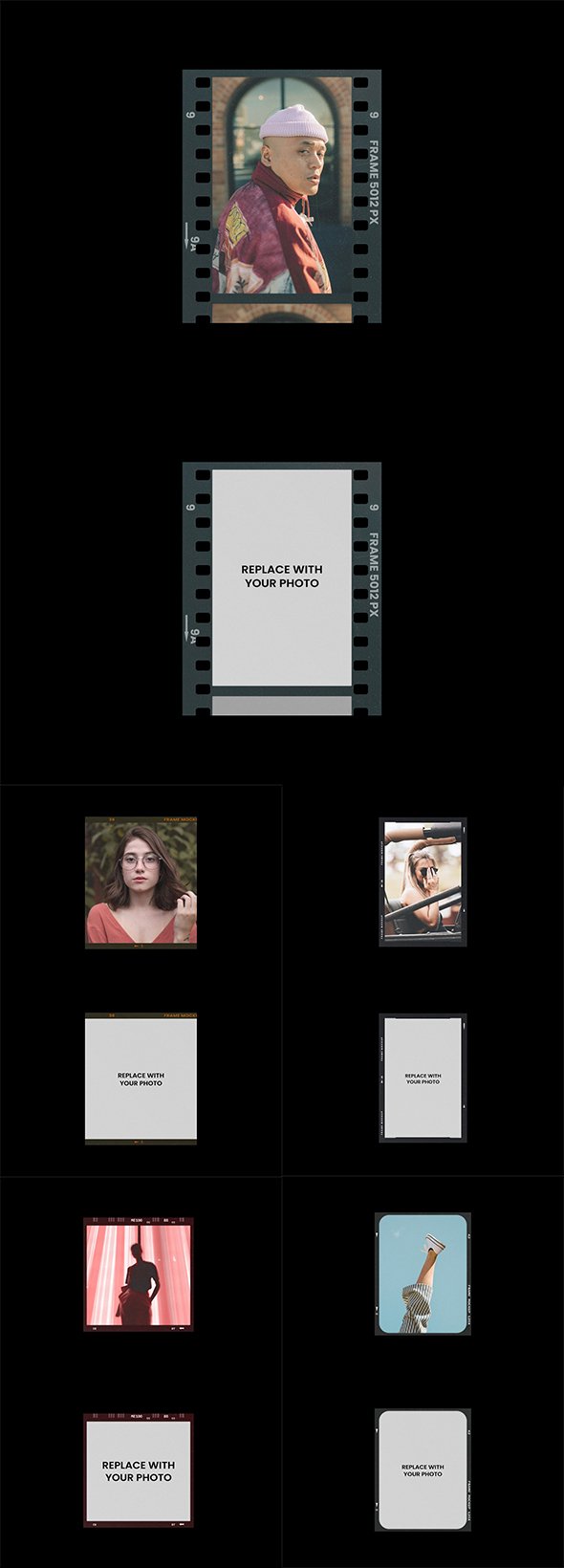 AdobeStock - Analog Film Frame Photo Effect Mockup Template Set 3
