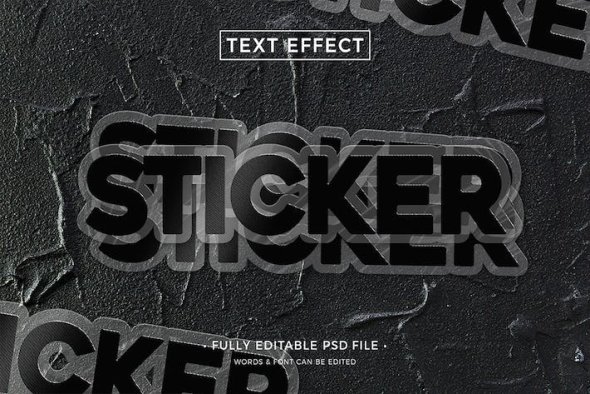 Black Sticker Text Effect - E7CTV8C