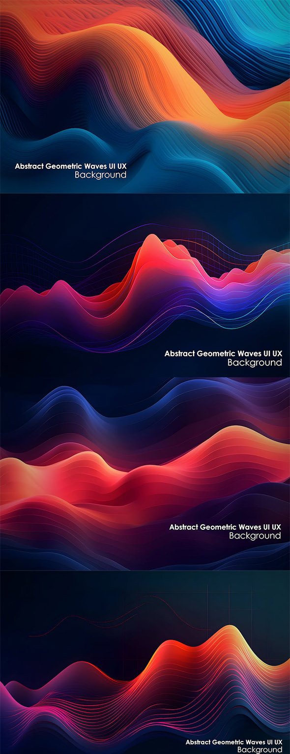 Abstract Geometric Waves UI UX Background Set