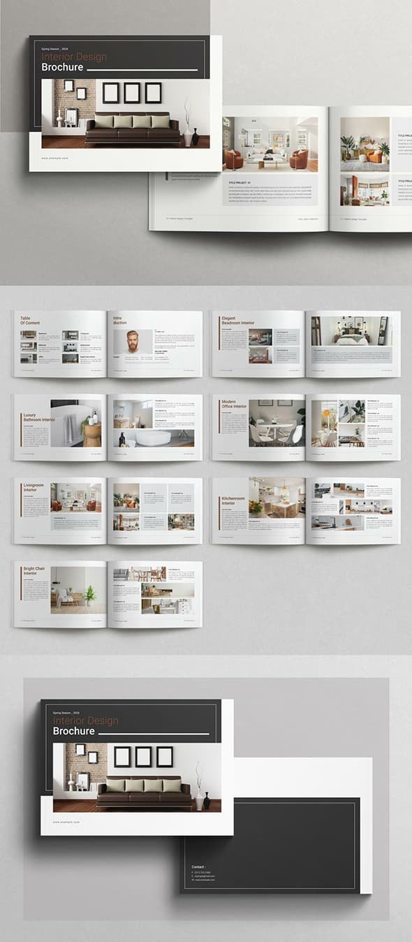 AdobeStock - Interior Design Brochure Layout Landscape - 605963032