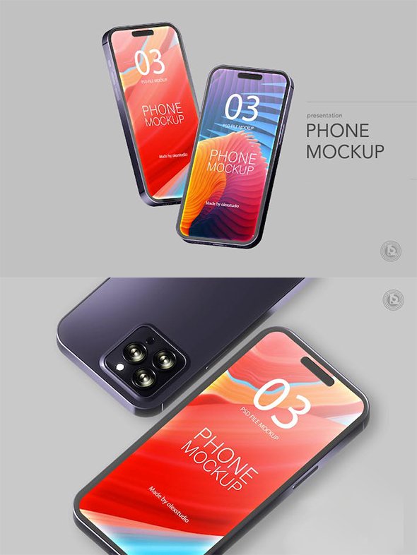 Realistic Phone Mockup Set 2