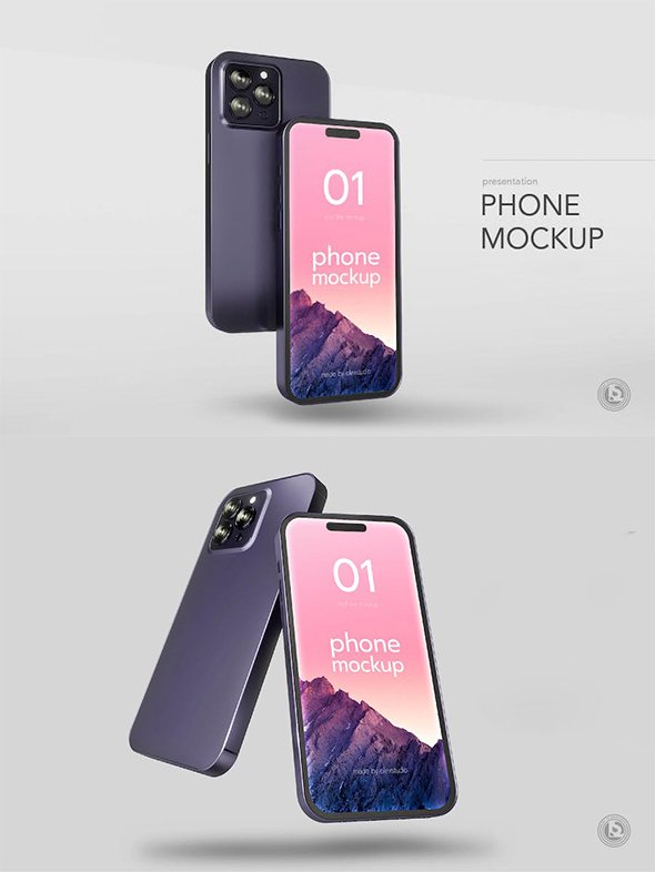 Realistic Phone Mockup Set 3
