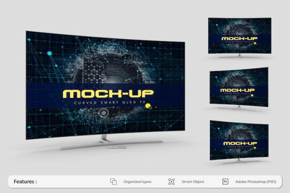 Curved Smart TV Mockup - D4CTMBE