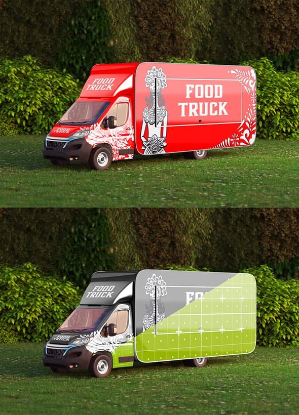 AdobeStock - Food Truck Caravan Mockup - 607777165