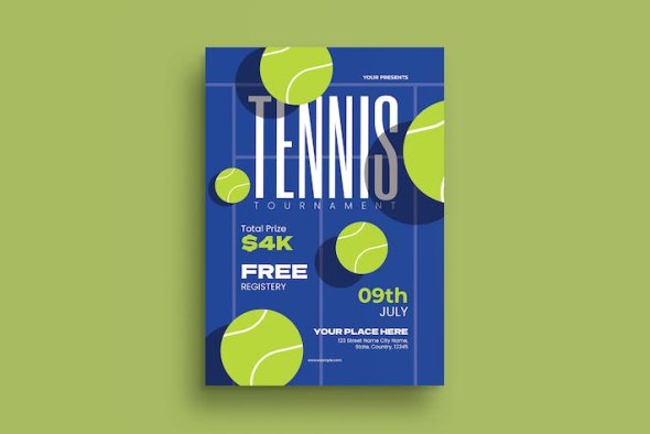 GraphicRiver - Blue Geometric Tennis Tournament Flyer - 45542390
