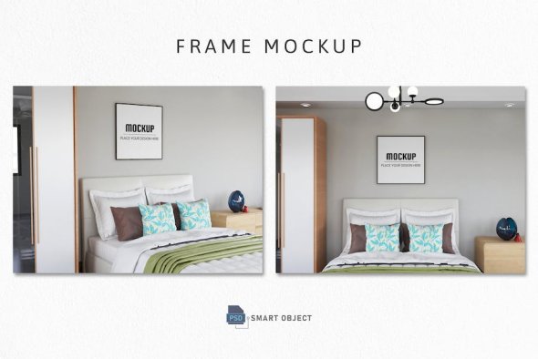 Photo Frame Mockup in Bedroom - LM3SK6N