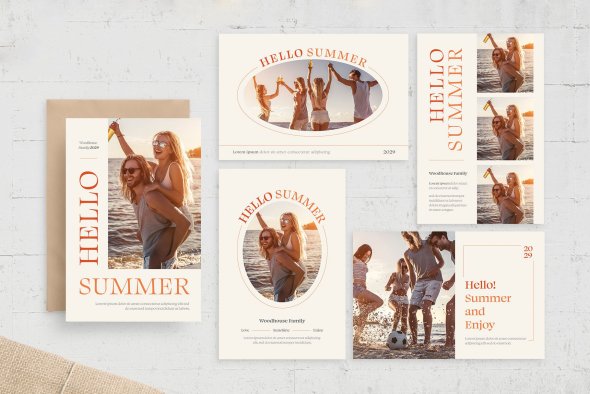 CreativeMarket - Summer Family Photo Card Set - 21322705