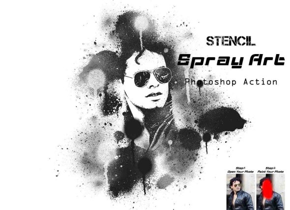CreativeMarket - Stencil Spray Art Photoshop Action - 21331718