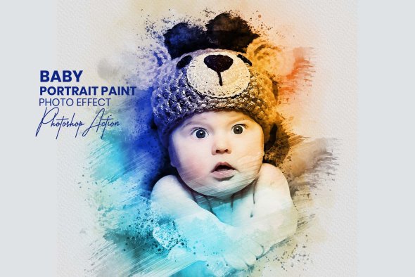 CreativeMarket - Baby Portrait Paint Photo Effect - 13453398