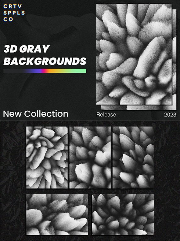 CreativeMarket  - 3d Gray Backgrounds V2 - 21336448