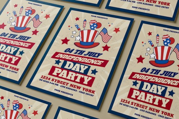4th of July Independence Party Day Flyer - AG89NQB