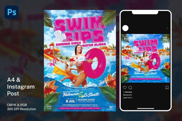 CreativeMarket - Pool Party Summer Flyer Template - 22242150