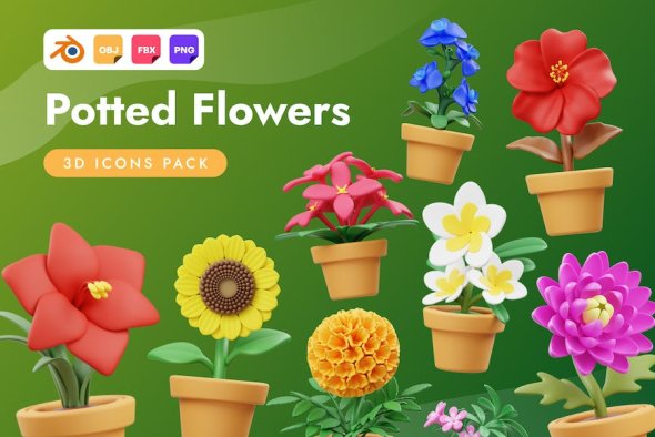 UI8 - Potted Flowers 3D Icon