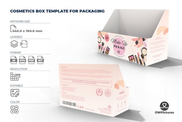 Cosmetics Box Template for Packaging - UHTBMKK